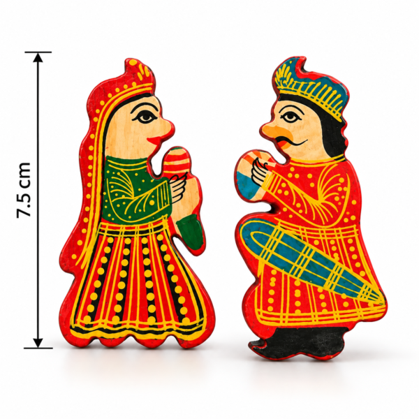 Rajasthani Folk Couple Wooden Cutout – Traditional Dancing Pair