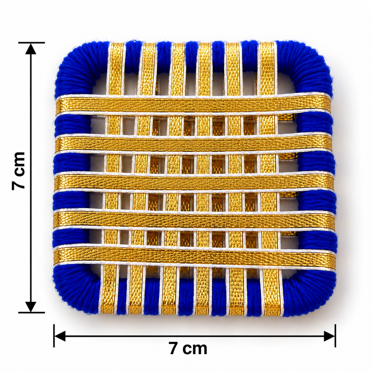 7 cm Woven Blue and Gold Lattice Ornament Royal Blue & Gold Decorative Embellishment – 7 cm - Image 1