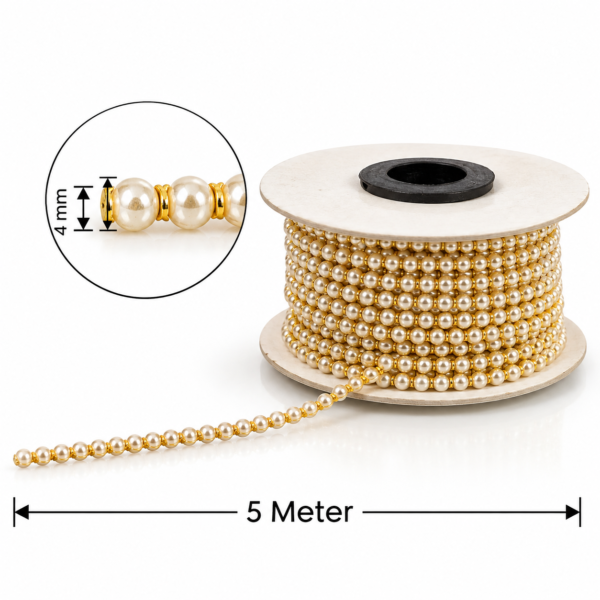 Golden Pearl Bead Chain – 4 mm