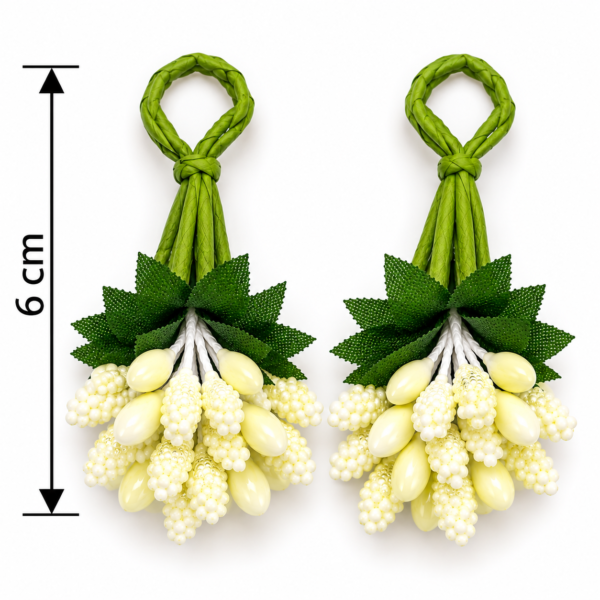 Cream Floral Pearl Latkan Pair – 6 cm
