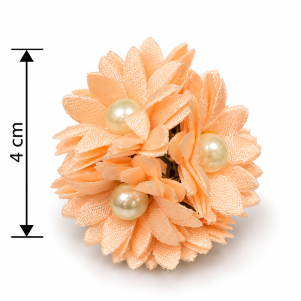 Peach Fabric Flower Embellishment with Pearl – 4 cm