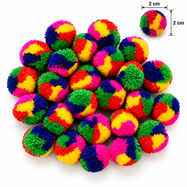 Multicolor Pom Pom Balls – 2 cm
