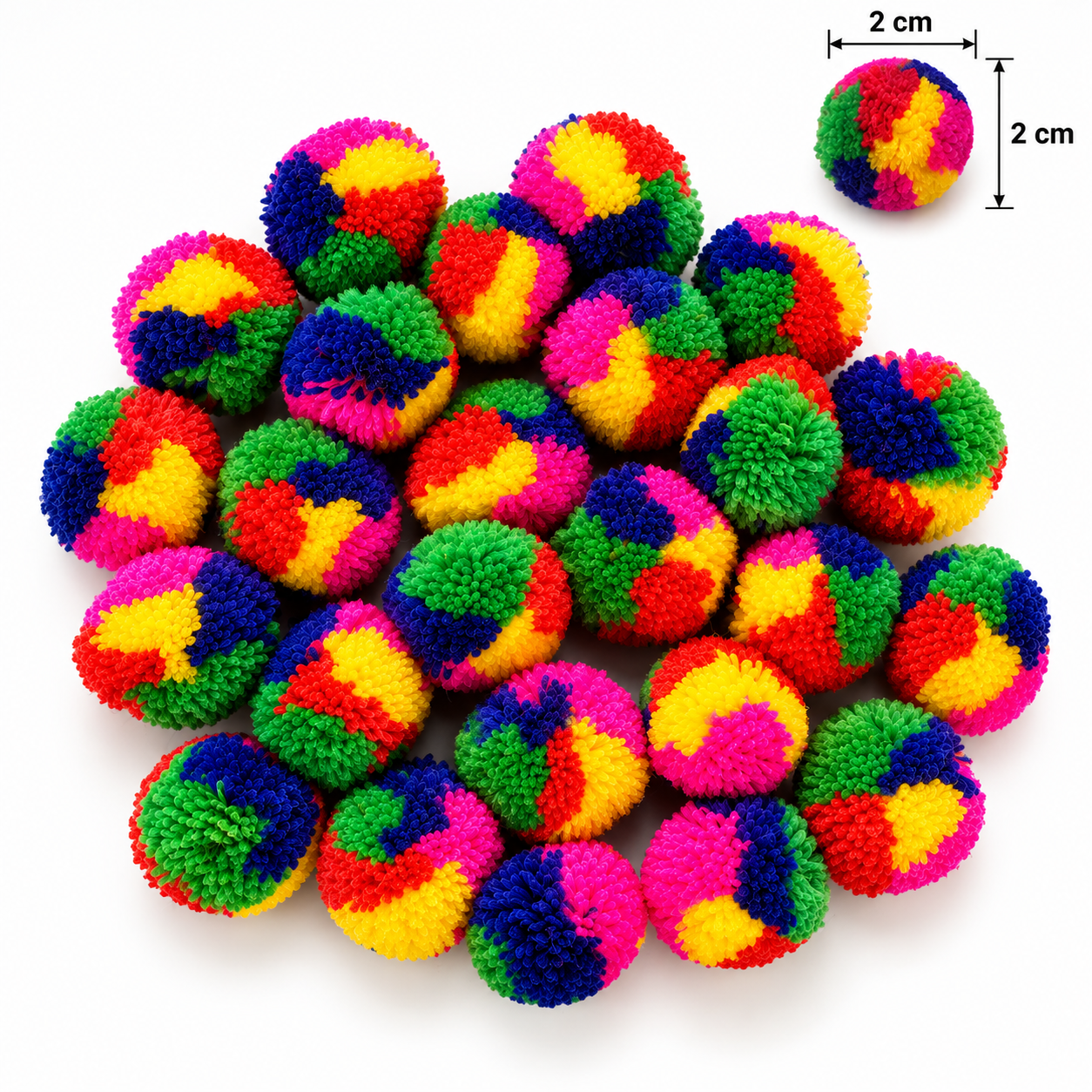 Colorful Pom-Pom Craft Ball Cluster Multicolor Pom Pom Balls – 2 cm - Image 1