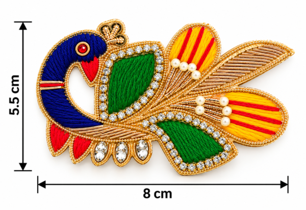 Royal Peacock Zari Embroidery Embellishment – 7.5 cm