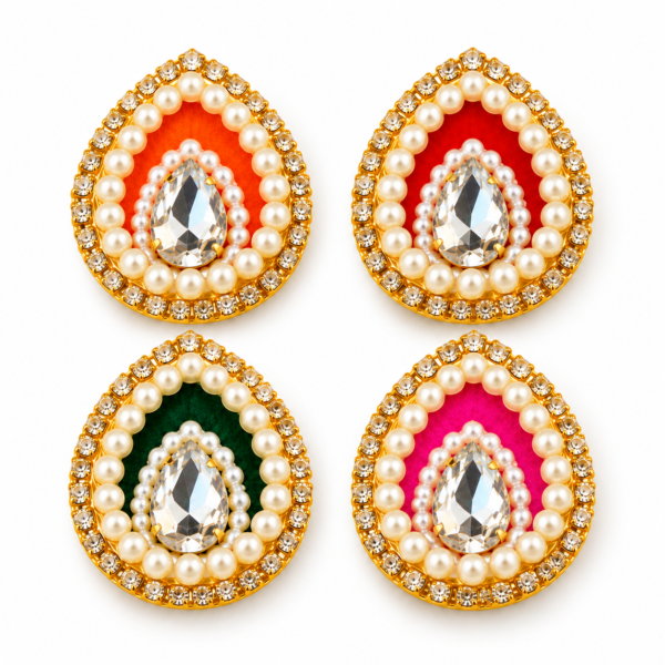 Multicolor Kundan Pearl Teardrop Embellishment