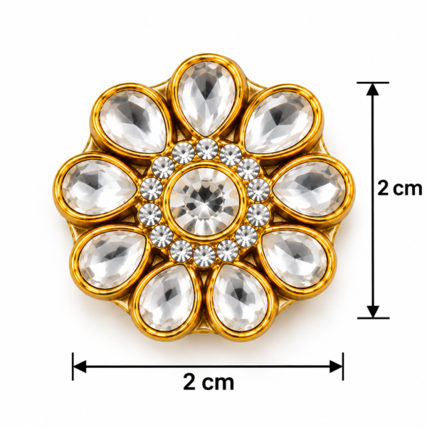 Golden Kundan Flower Embellishment – 4 cm