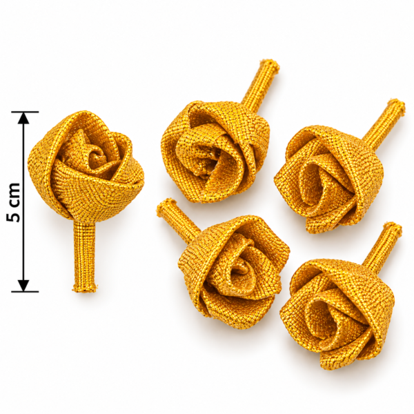 Golden Fabric Rose Flower Embellishment – 5 cm