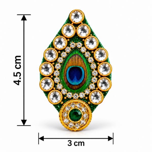 Royal Peacock Feather Kundan Embellishment – 4.5 cm