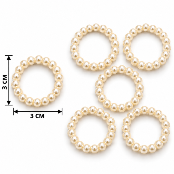 White Pearl Beaded Ring Embellishment – 3 cm
