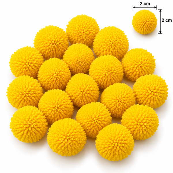 Bright Yellow Pom Pom Balls – 2.5 cm